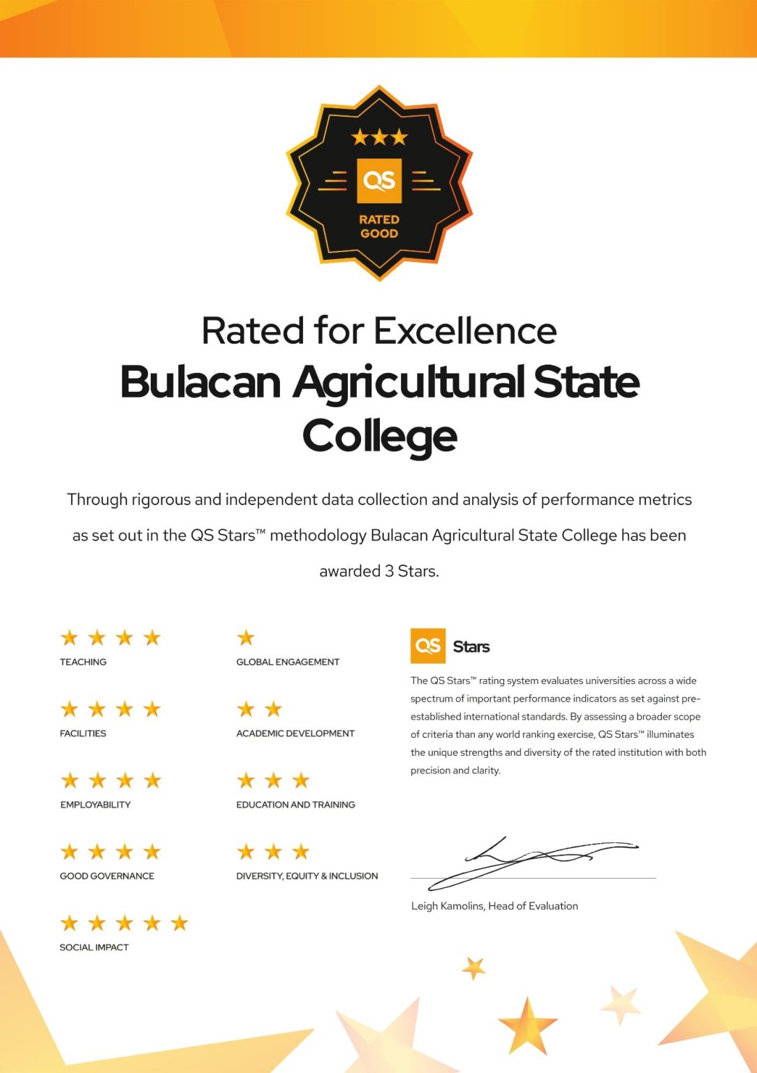 BASC Achieves 3Star Rating in QS Stars A Testament to Excellence and